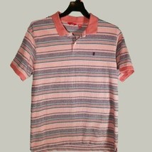 IZOD Polo Shirt Mens XL Peach Color Short Sleeve Striped Comfort - £11.43 GBP
