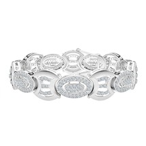 11.60CT Pequeño Redondo Diamantes Enlace Hombres Pulsera 14K Oro Blanco ... - £689.80 GBP