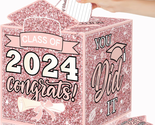 Pink Graduation Card Box 2024 Graduation Party Decorations Rose Gold Con... - $23.85