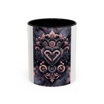 Decorative Filigree Heart Accent Mug Ornate Heart Pattern 11oz 15oz - $8.91+