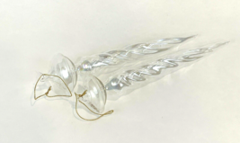Vintage Glass Icicle Clear Jumbo Christmas Ornaments Iridescent Clear La... - $17.00