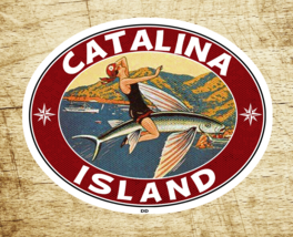 Catalina Island California Decal Sticker 3.5&quot; X 2.75&quot; Vintage Style Flying Fish - £3.22 GBP