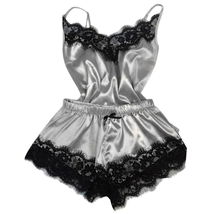 Fashion Nightwear Lace Trim Satin Cami Top Pajama Sets Sexy Hot Erotic - £5.93 GBP