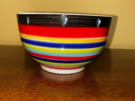 5.5" Footed Ceral Bowl - 24 oz. - GIBSON - Casa Stella -Red Multi Circles - $4.21