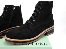 Kensie Kasha Women&#39;s Boot, Lace-Up &amp; Side Zip Black Microfiber Ladies&#39; Shoe - £36.96 GBP