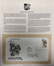 American Wildlife Mail Cover FDC &amp; Info Sheet Tiger Swallow Tail Butterf... - $9.85