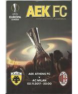 AEK ATHENS – AC MILAN – 2017-2018 EUROPA LEAGUE - MATCH PROGRAM SOCCER F... - £4.71 GBP