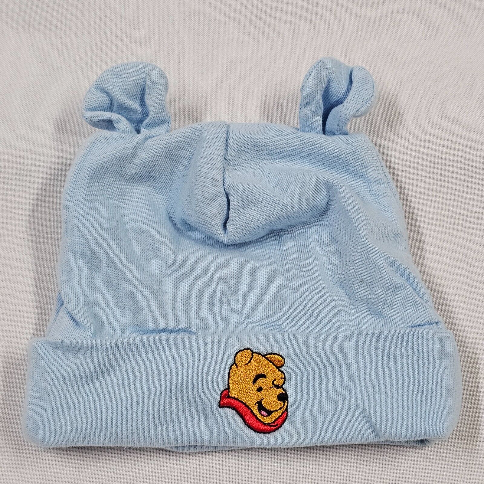 Winnie the Pooh Baby Boy Blue Bear Ear Hat Cap Pooh Embroidery Vintage 0-3-6 - $14.84