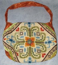 Vintage Handmade Embroidered Cloth Purse w Acrylic Buttons Orange Green ... - $35.64
