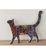 Mod Style Walking Cat Pin Cat Lovers Floral Pin, New in Package - €17,23 EUR