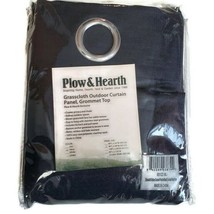 Plow &amp; Hearth Grasscloth Outdoor Curtain Panel Grommet Top Navy Blue 96&quot;L x 54&quot;W - £16.99 GBP