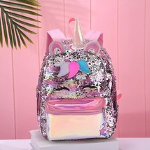 Girl Sequin  Backpack Children Large Zipper  Schoolbag Teenager  Heart Love Back - £119.24 GBP