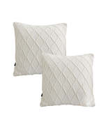 SOGA 2X 45cm Cream Cable Knit Diamond Pattern Pillow Cover - $87.69 CAD