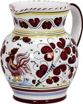 Pitcher Deruta Majolica Orvieto Rooster Red Ceramic Dishwasher Safe Handmade - £135.09 GBP
