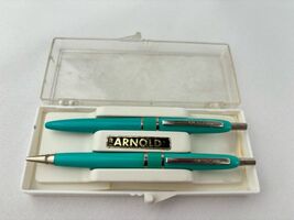 2 Vintage Arnold Pen &amp; Pencil ? Combos Set USA Mint Green In Plastic Case - $19.88