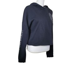 Aeropostale Sweatshirt Cropped Raw Edge Hem Black Hoodie Womens Medium - £13.82 GBP