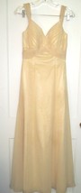 Belsoie Pale Yellow Formal Dress w Chiffon Bodice &amp; Sheer Overlay Size 6 - $76.49