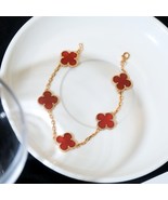 Van Cleef&amp;Arpels Vintage Alhambra Carnelian bracelet, 5 motifs, 18K yell... - $1,450.00