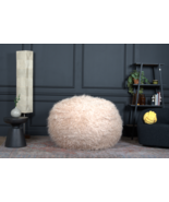 Mahin Taupe 5ft Rounded Faux Fur Bean Bag - $3,127.92 MXN