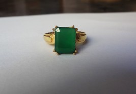 Natural Certified Emerald Sterling Silver Gold Plated Ring Birthstone Ring - £43.86 GBP
