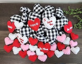 Valentines Day Hearts Bowl Vase Filler Pink Red Black White Plaid Check ... - $22.99