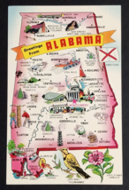 Greetings from Alabama AL Large Letter State Map Tichnor UNP Postcard c1960s - $5.99