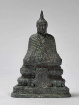 Antique Thai Style Bronze Seated Meditation Winter Buddha Statue - 12.5cm/5&quot; - £265.89 GBP