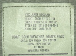 M-65 field jacket Woodland camo, XXX-Lg Atlanco 2001 NWOT brass zippers - $135.00