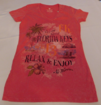 E M I Sportswear Women&#39;s Ladies Size M shirt Short Sleeve Pink Florida Keys *^ - £22.29 GBP