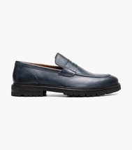 Stacy Adams Hayes Moc Toe Penny Slip On Shoes Leather Navy 25735-410 image 3