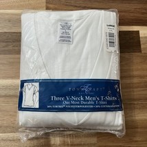 Vintage Towncraft Three V-Neck White Men’s T-Shirts 3 Pack New In Package Size L - £27.79 GBP