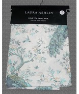 2 Laura Ashley Peacocks Hummingbirds Floral Pole Tip Window Panels 38&quot; e... - $62.09