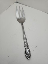 Vintage Stainless Steel Serving Meat Fork Flatware Floral Pattern 8.5&quot; K... - $10.84