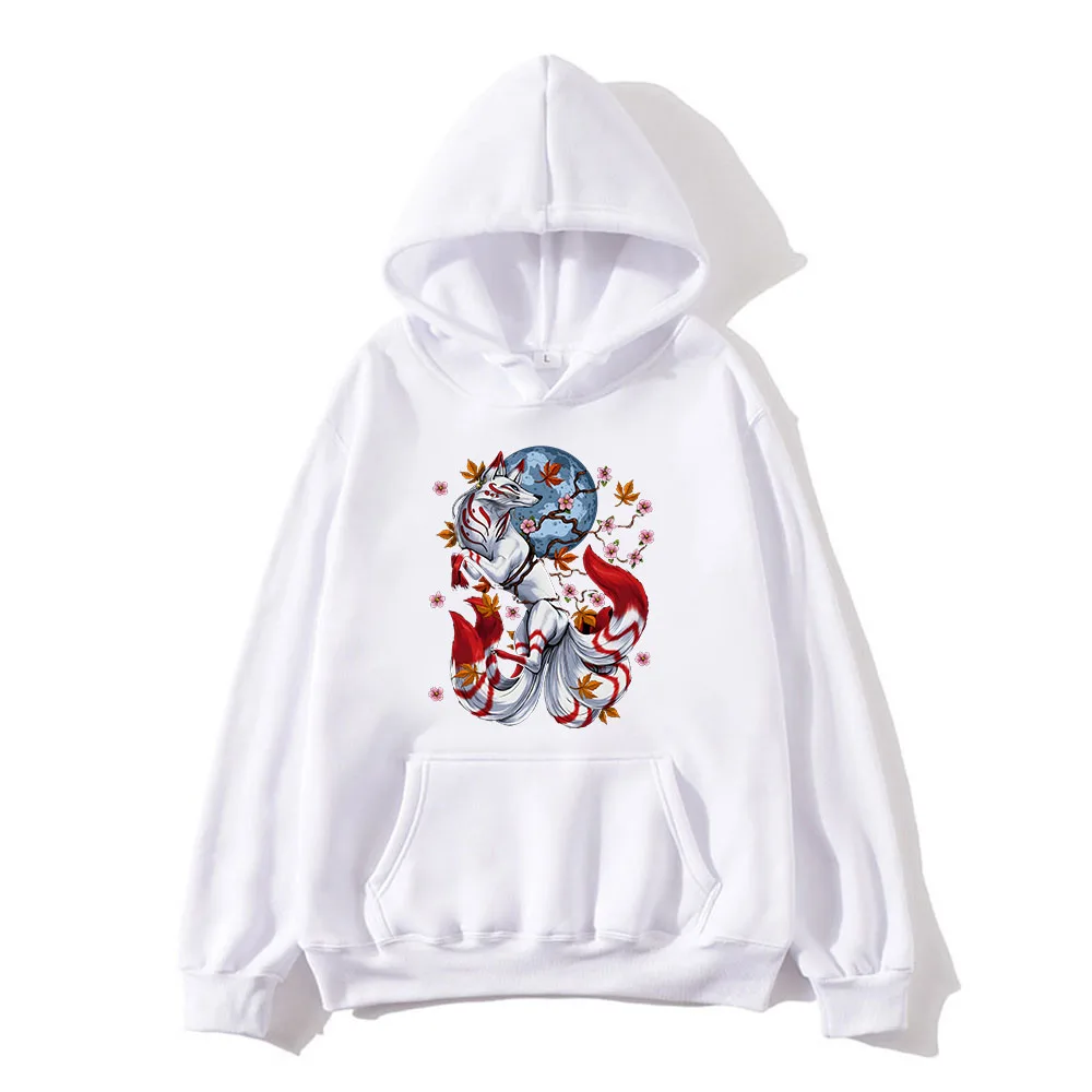 Mens Hoodies Inari God  Moon Japanese Style Streetwear   Print Plus Size Pullove - £100.23 GBP