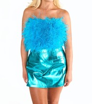 Buddylove fancy strapless feather crop top in Turquoise Feather - £31.58 GBP