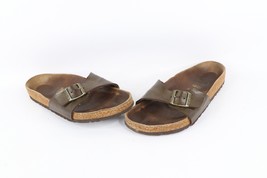 Vintage Birkenstock Womens 8 Distressed Leather Buckle Slide On Sandals Bronze - £39.52 GBP