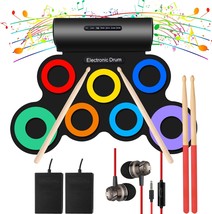 Oirtmiu Electronic Drum Set, 7 Pads Roll Up Drum Pad For Kids, Practice Electric - £0.00 GBP