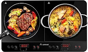 Aobosi Double Induction Cooktop Burner With 240 Mins Timer, 1800W 2 Indu... - $259.99