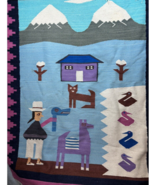 Handwoven Peruvian Tapestry Wall Hanging Rug Wool Mountain Animals 48x63 - $652.25 MXN