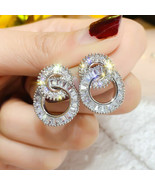 Stud Earrings Silver Plated Jewelry Unique Cubic Zirconia Pair/set Lab-C... - $243.50 MXN