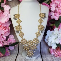 Boho Tribal Gold  &amp; Silver Tone Fashion Bib Statement Necklace Dangle Beads - £18.18 GBP