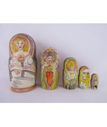 Matryoshka Nesting Dolls 7&quot; 5 Pc., Mucha Artist Hand Made Russian 1042 - £65.32 GBP