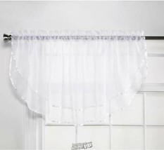 Elegance Voile 60"Wx24"L Layered Valance White - £7.41 GBP