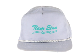 Vintage 80s Team Etna Supply Company Spell Out Roped Snapback Hat Cap Gray - $19.75