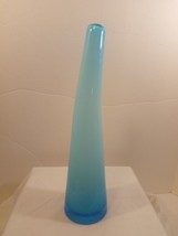 Vintage Hand-Blown Frost Blue Bent Neck Art Glass Vase Scandinavian Styl... - £27.59 GBP