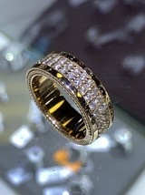 1.25 Ct Round Cut Real Moissanite Eternity Mens Band Ring 14K Yellow Gold Plated - £117.07 GBP