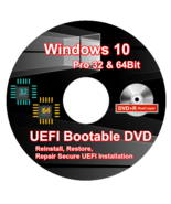 Windows 10 Pro 32 &amp; 64Bit UEFI Reinstall Restore Repair DVD - $16.99