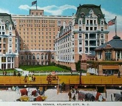 Atlantic City Postcard Dennis Hotel  Boardwalk Ocean New Jersey Beach Town - £5.49 GBP