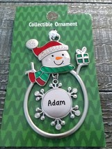 Christmas Snowman  Personalized &quot;Adam&quot; Collectable Silver Ornament Ganz New - £20.21 GBP