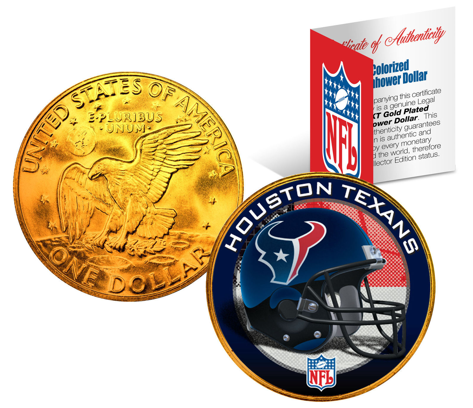 HOUSTON TEXANS  NFL 24K Gold Plated IKE Dollar US Coin OFFICIALLY LICENSED - $12.16